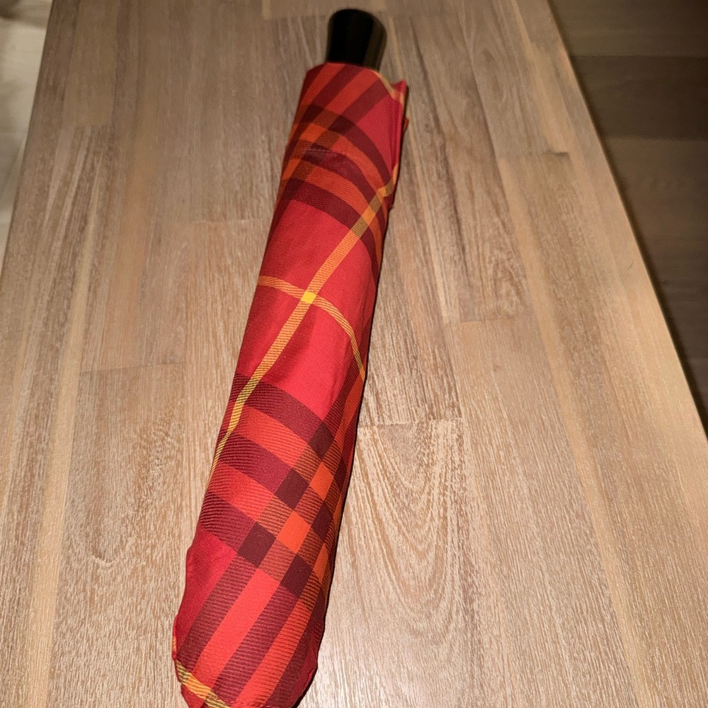 Burberry Check Folding Umbrella Red and Black New